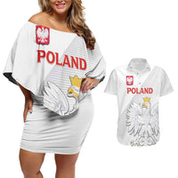 Custom Poland Football Couples Matching Off Shoulder Short Dress and Hawaiian Shirt Bialo-Czerwoni Go Champion