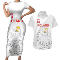 Custom Poland Football Couples Matching Short Sleeve Bodycon Dress and Hawaiian Shirt Bialo-Czerwoni Go Champion