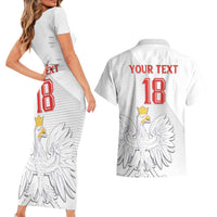 Custom Poland Football Couples Matching Short Sleeve Bodycon Dress and Hawaiian Shirt Bialo-Czerwoni Go Champion