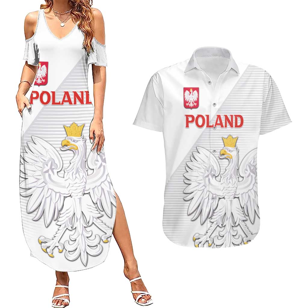 Custom Poland Football Couples Matching Summer Maxi Dress and Hawaiian Shirt Bialo-Czerwoni Go Champion
