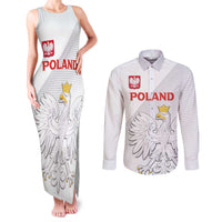 Custom Poland Football Couples Matching Tank Maxi Dress and Long Sleeve Button Shirt Bialo-Czerwoni Go Champion