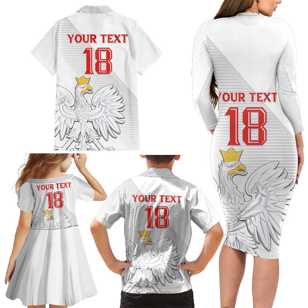 Custom Poland Football Family Matching Long Sleeve Bodycon Dress and Hawaiian Shirt Bialo-Czerwoni Go Champion