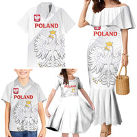 Custom Poland Football Family Matching Mermaid Dress and Hawaiian Shirt Bialo-Czerwoni Go Champion