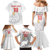 Custom Poland Football Family Matching Mermaid Dress and Hawaiian Shirt Bialo-Czerwoni Go Champion