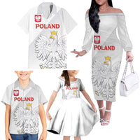 Custom Poland Football Family Matching Off The Shoulder Long Sleeve Dress and Hawaiian Shirt Bialo-Czerwoni Go Champion