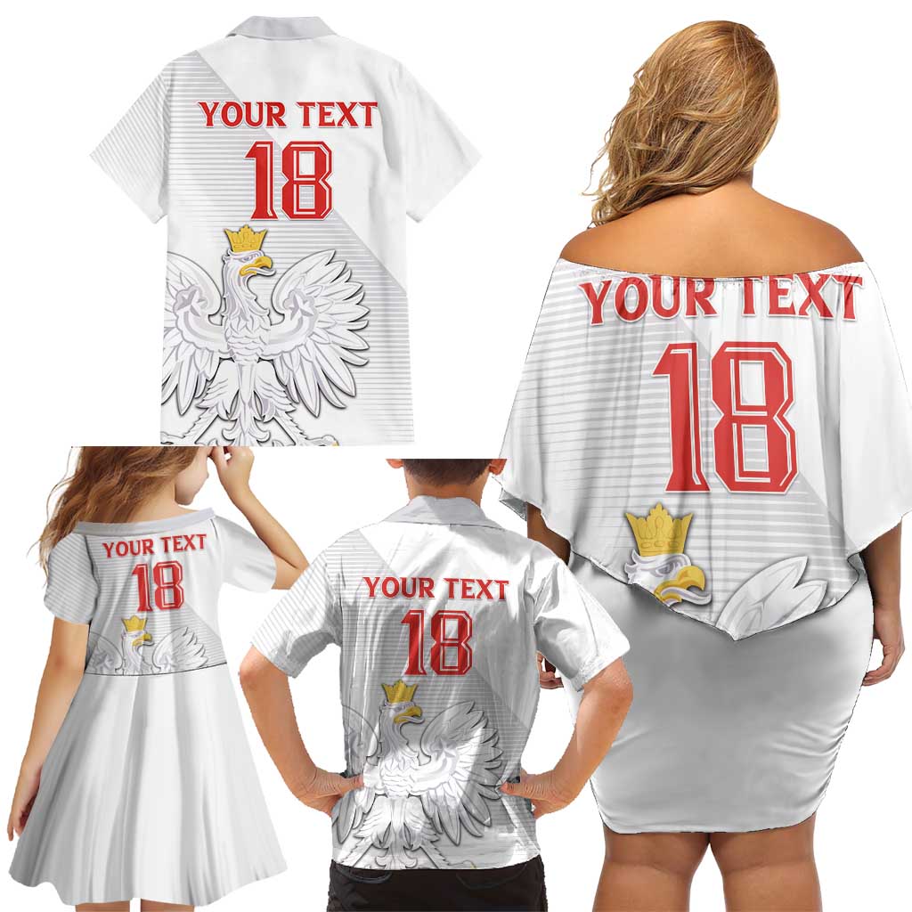 Custom Poland Football Family Matching Off Shoulder Short Dress and Hawaiian Shirt Bialo-Czerwoni Go Champion