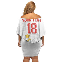 Custom Poland Football Family Matching Off Shoulder Short Dress and Hawaiian Shirt Bialo-Czerwoni Go Champion