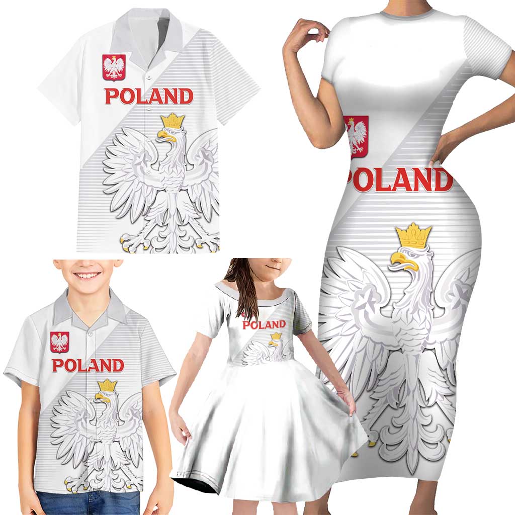 Custom Poland Football Family Matching Short Sleeve Bodycon Dress and Hawaiian Shirt Bialo-Czerwoni Go Champion