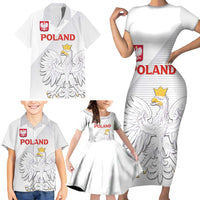 Custom Poland Football Family Matching Short Sleeve Bodycon Dress and Hawaiian Shirt Bialo-Czerwoni Go Champion