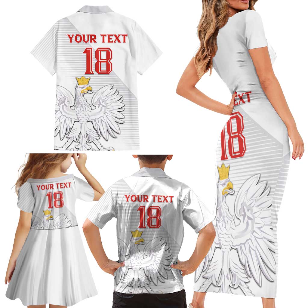 Custom Poland Football Family Matching Short Sleeve Bodycon Dress and Hawaiian Shirt Bialo-Czerwoni Go Champion