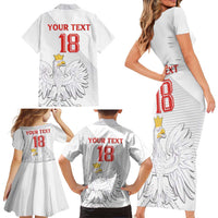 Custom Poland Football Family Matching Short Sleeve Bodycon Dress and Hawaiian Shirt Bialo-Czerwoni Go Champion