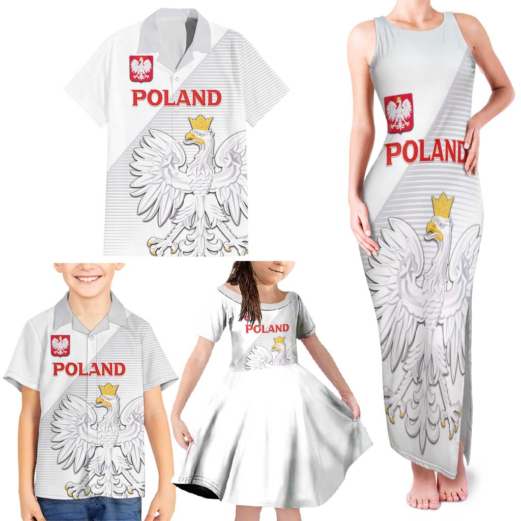 Custom Poland Football Family Matching Tank Maxi Dress and Hawaiian Shirt Bialo-Czerwoni Go Champion