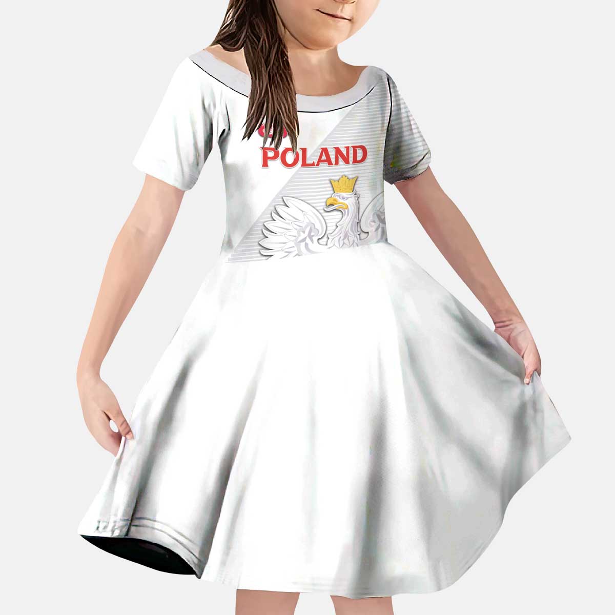 Custom Poland Football Kid Short Sleeve Dress Bialo-Czerwoni Go Champion