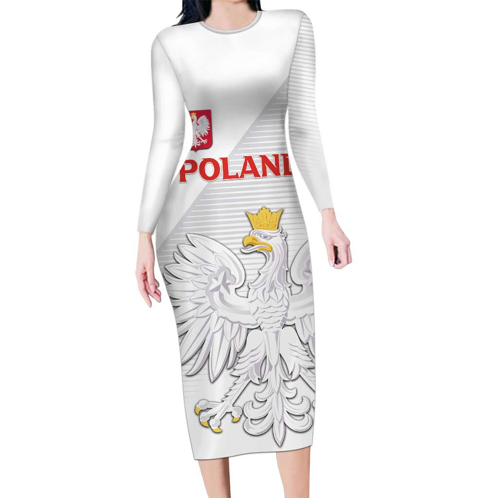 Custom Poland Football Long Sleeve Bodycon Dress Bialo-Czerwoni Go Champion