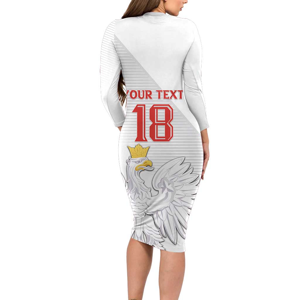 Custom Poland Football Long Sleeve Bodycon Dress Bialo-Czerwoni Go Champion