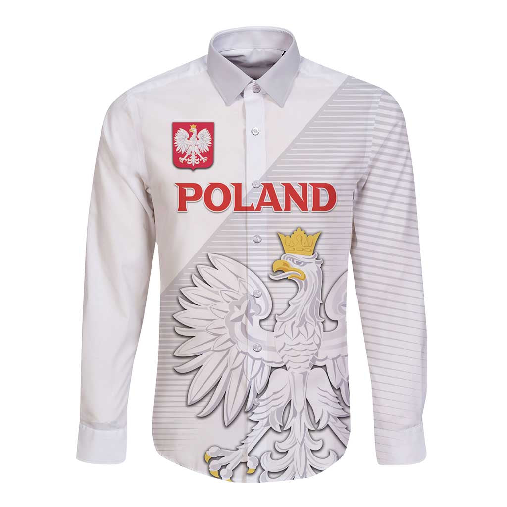 Custom Poland Football Long Sleeve Button Shirt Bialo-Czerwoni Go Champion