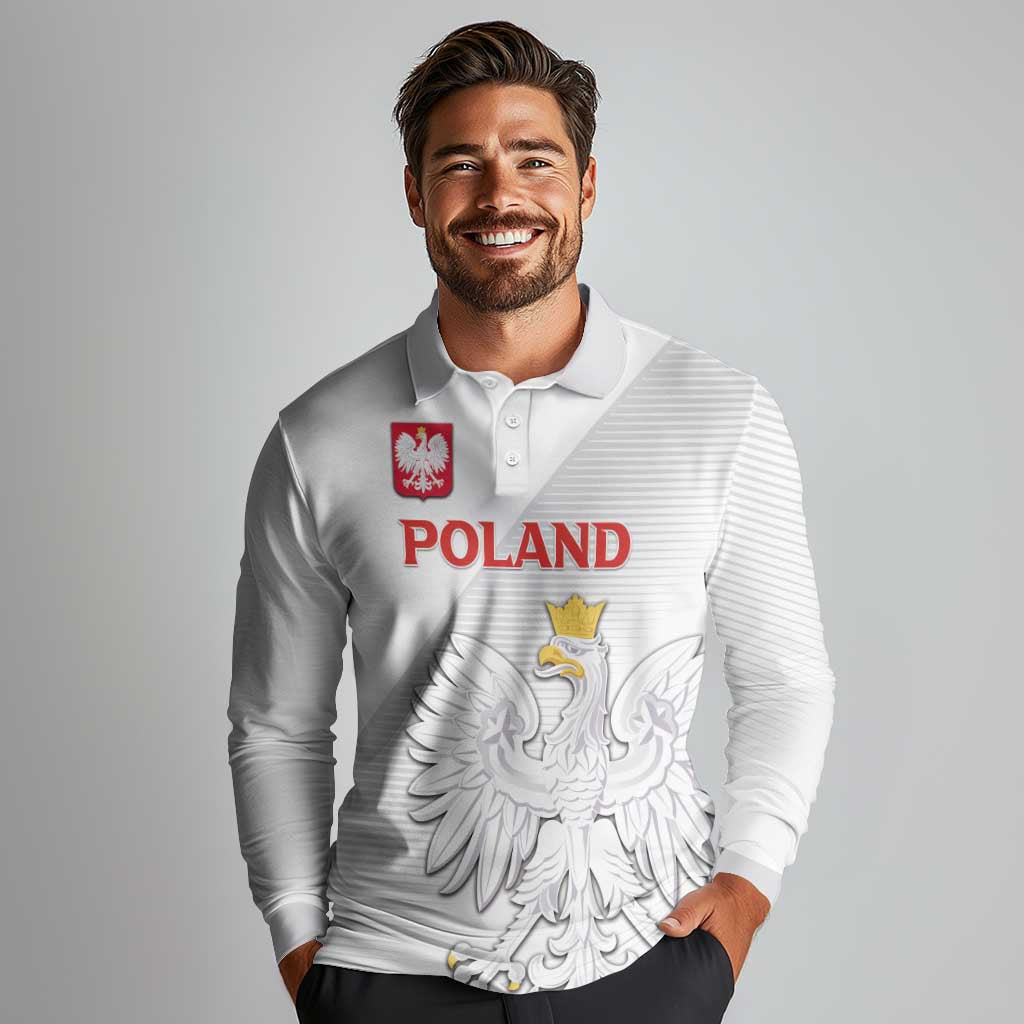 Custom Poland Football Long Sleeve Polo Shirt Bialo-Czerwoni Go Champion