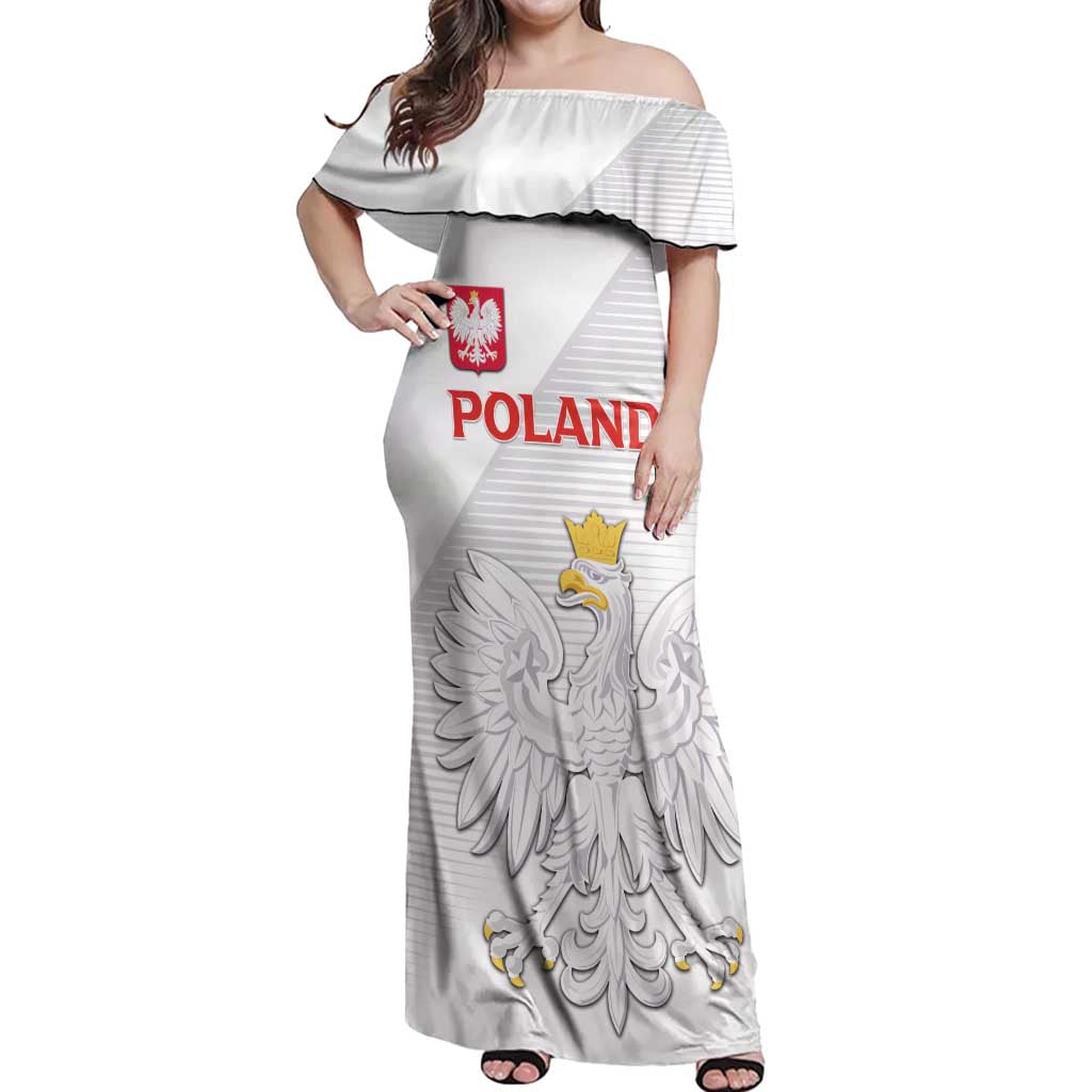 Custom Poland Football Off Shoulder Maxi Dress Bialo-Czerwoni Go Champion