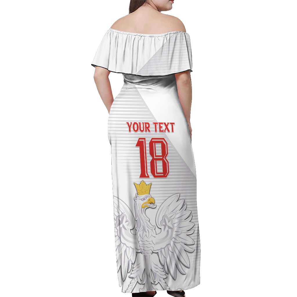 Custom Poland Football Off Shoulder Maxi Dress Bialo-Czerwoni Go Champion