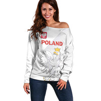 Custom Poland Football Off Shoulder Sweater Bialo-Czerwoni Go Champion