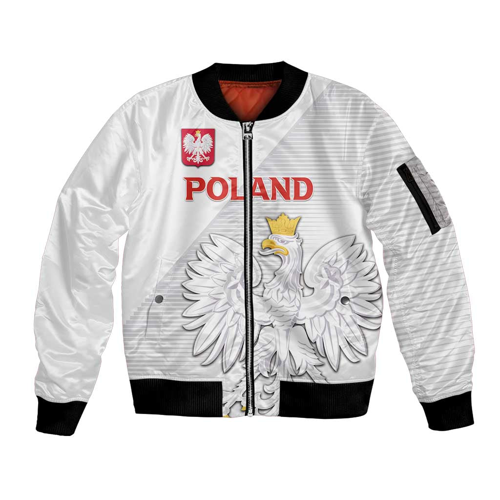 Custom Poland Football Sleeve Zip Bomber Jacket Bialo-Czerwoni Go Champion