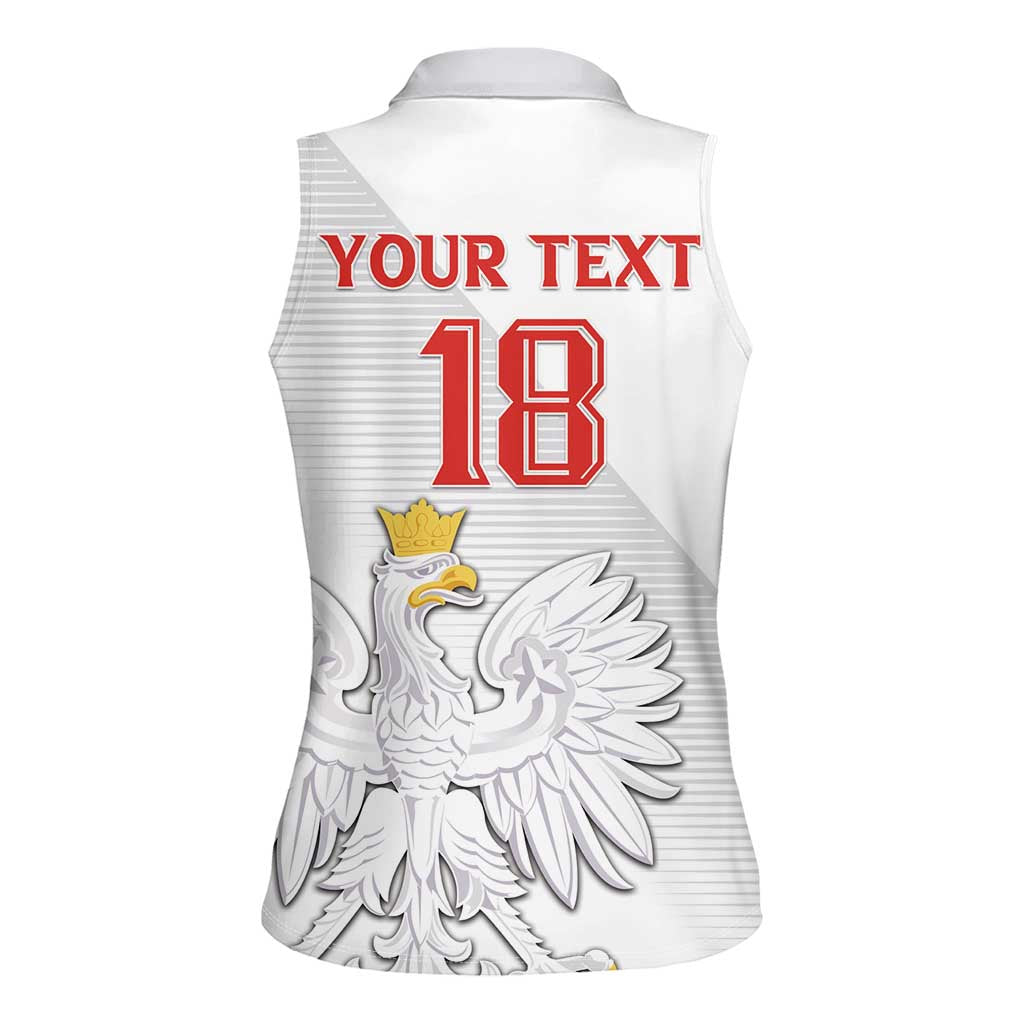 Custom Poland Football Women Sleeveless Polo Shirt Bialo-Czerwoni Go Champion