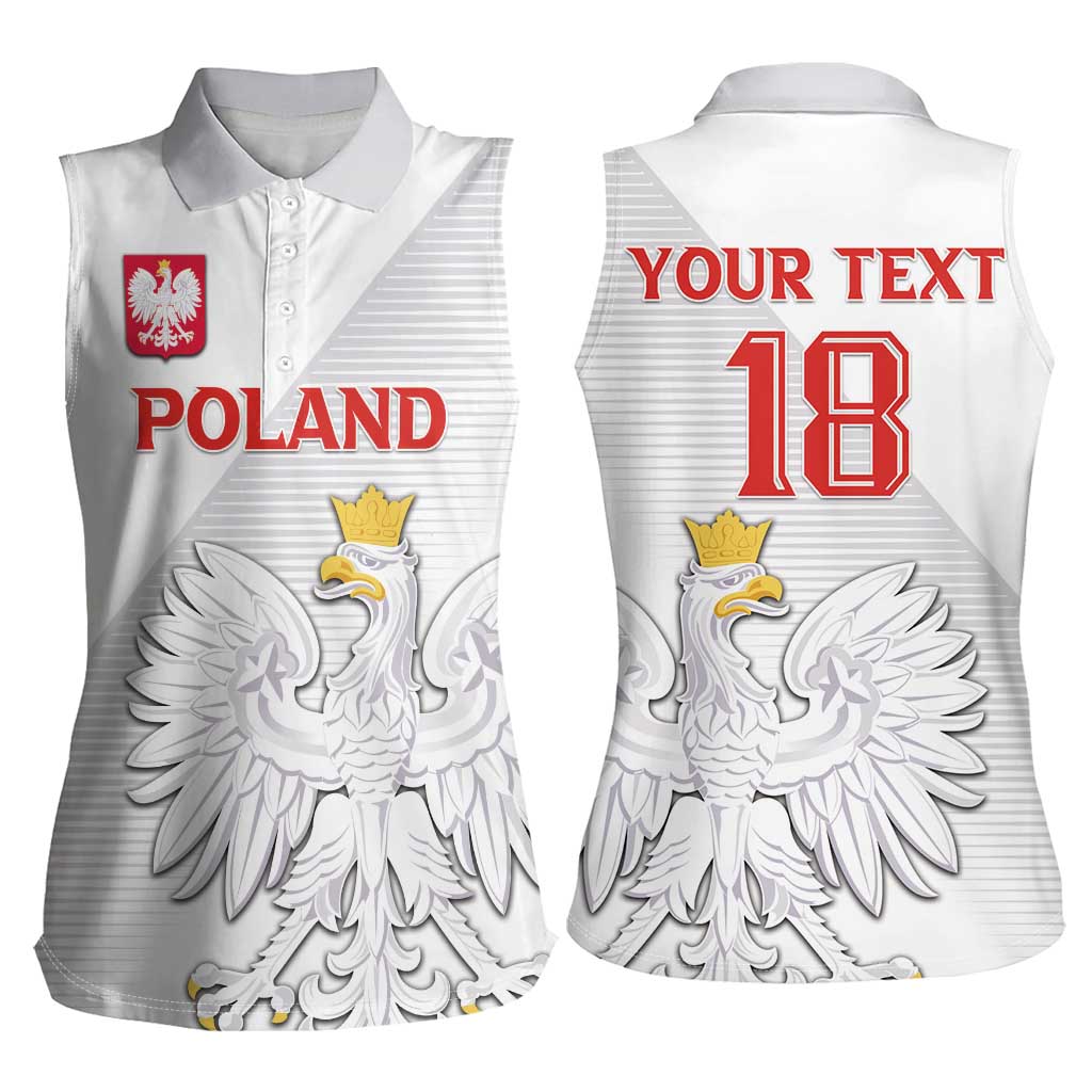 Custom Poland Football Women Sleeveless Polo Shirt Bialo-Czerwoni Go Champion