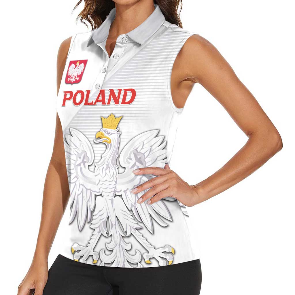 Custom Poland Football Women Sleeveless Polo Shirt Bialo-Czerwoni Go Champion