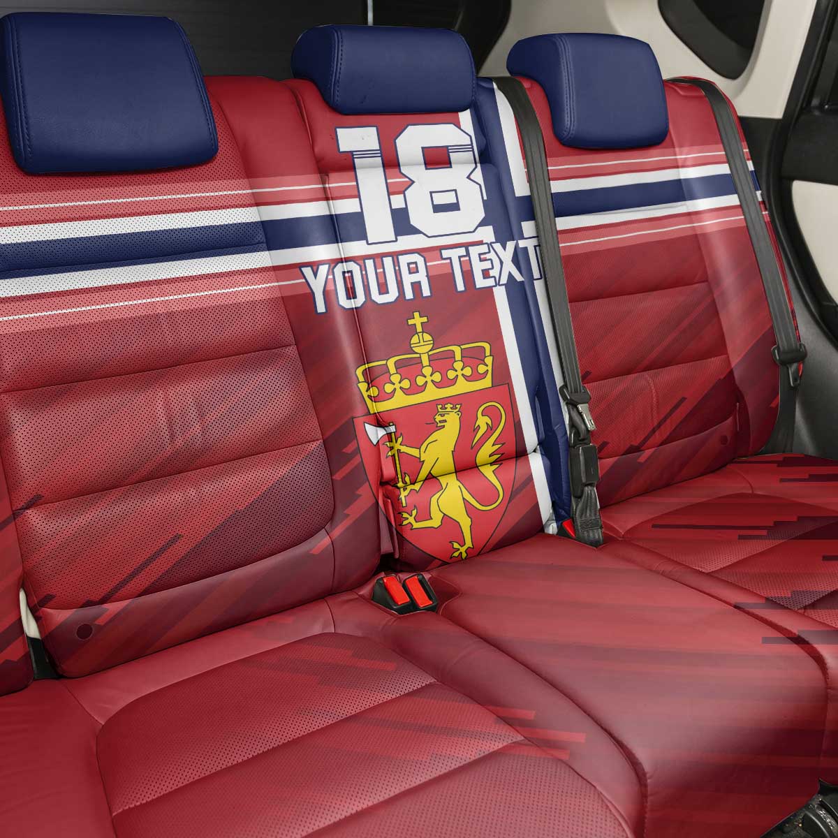 Custom Norway Football Back Car Seat Cover Norges Herrelandslag i Fotball