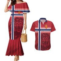 Custom Norway Football Couples Matching Mermaid Dress and Hawaiian Shirt Norges Herrelandslag i Fotball