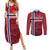 Custom Norway Football Couples Matching Summer Maxi Dress and Long Sleeve Button Shirt Norges Herrelandslag i Fotball