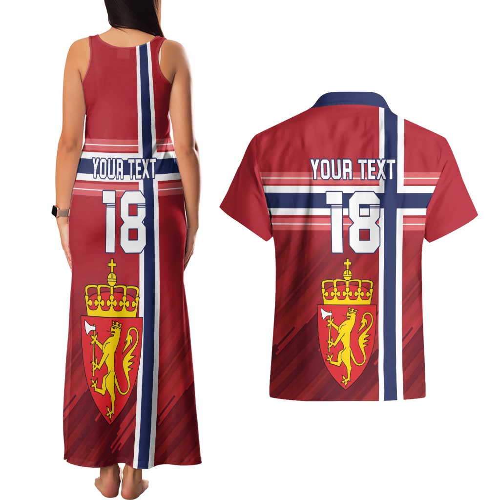 Custom Norway Football Couples Matching Tank Maxi Dress and Hawaiian Shirt Norges Herrelandslag i Fotball