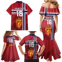 Custom Norway Football Family Matching Mermaid Dress and Hawaiian Shirt Norges Herrelandslag i Fotball