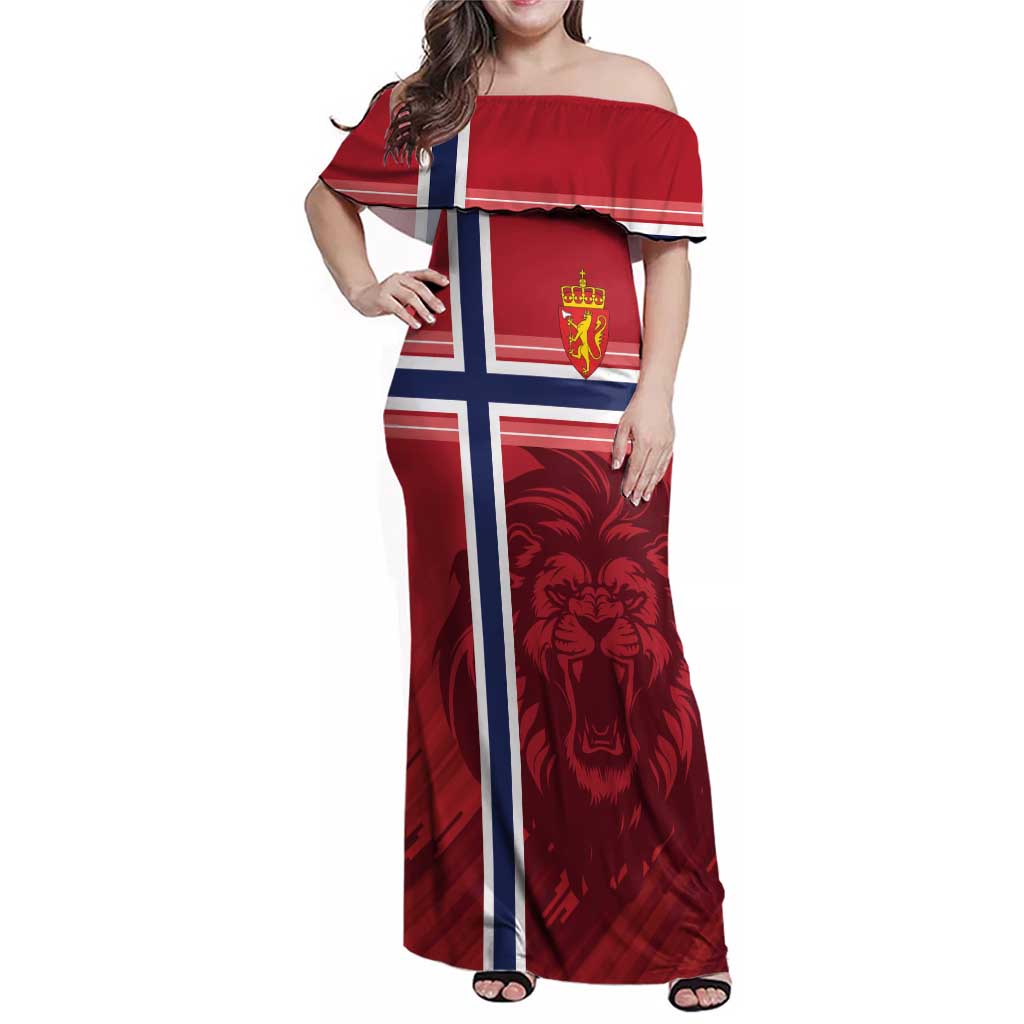 Custom Norway Football Family Matching Off Shoulder Maxi Dress and Hawaiian Shirt Norges Herrelandslag i Fotball