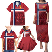 Custom Norway Football Family Matching Puletasi and Hawaiian Shirt Norges Herrelandslag i Fotball