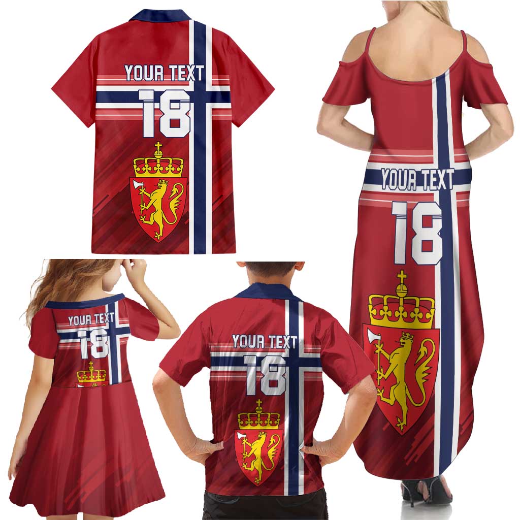 Custom Norway Football Family Matching Summer Maxi Dress and Hawaiian Shirt Norges Herrelandslag i Fotball