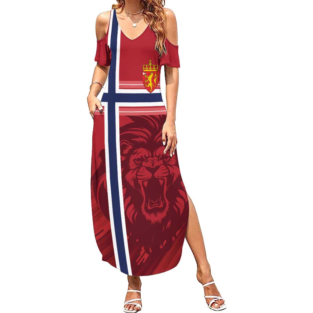 Custom Norway Football Family Matching Summer Maxi Dress and Hawaiian Shirt Norges Herrelandslag i Fotball