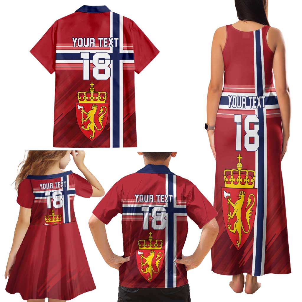 Custom Norway Football Family Matching Tank Maxi Dress and Hawaiian Shirt Norges Herrelandslag i Fotball