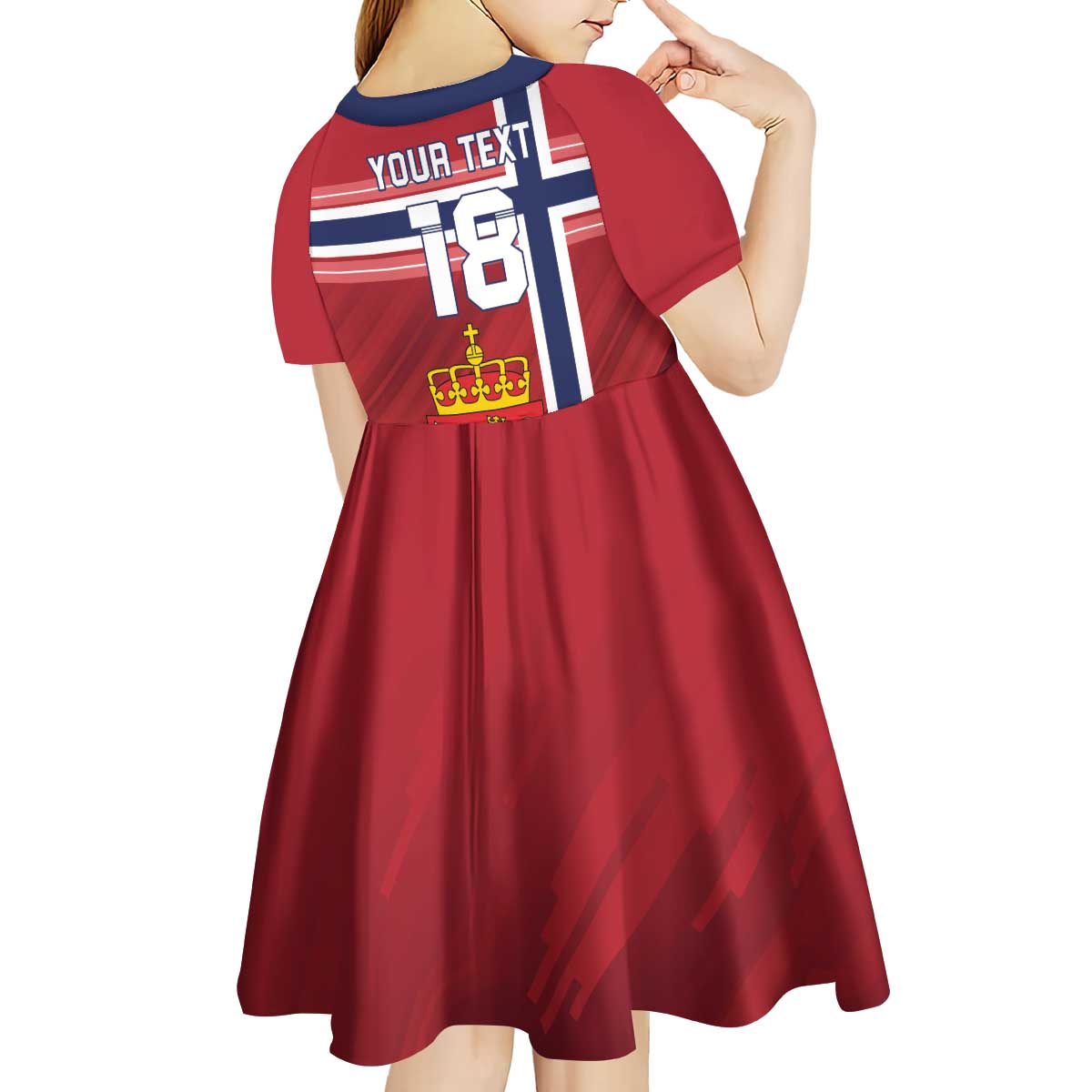 Custom Norway Football Kid Short Sleeve Dress Norges Herrelandslag i Fotball