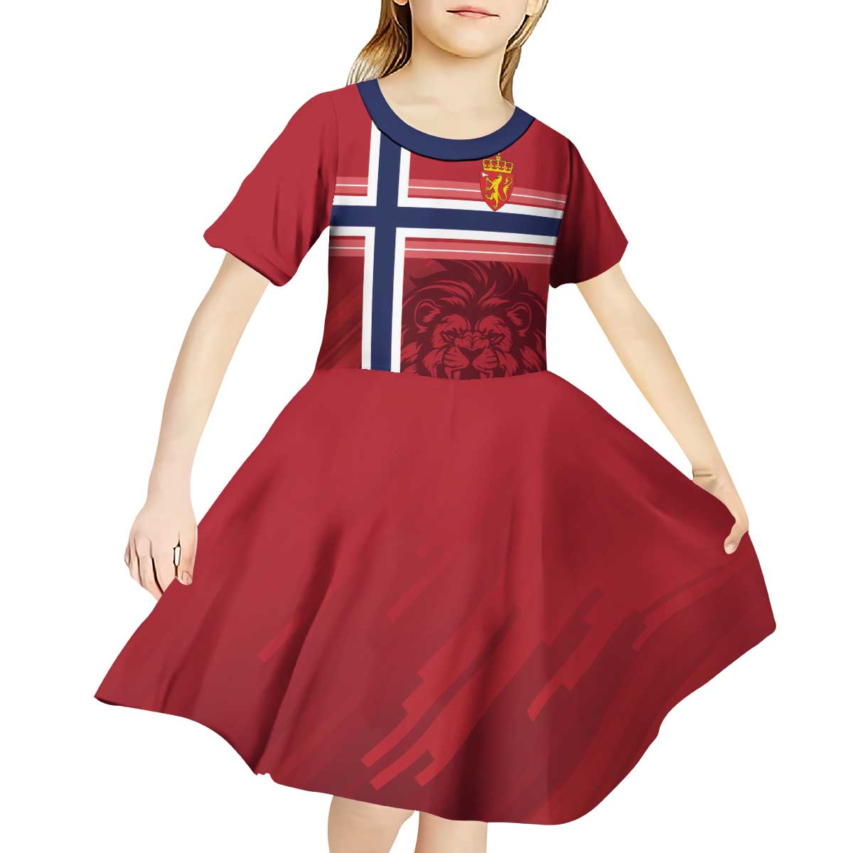Custom Norway Football Kid Short Sleeve Dress Norges Herrelandslag i Fotball