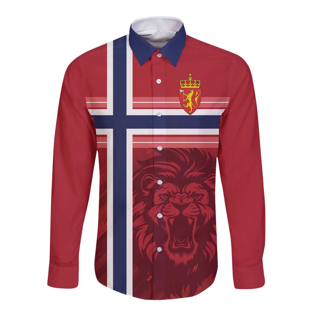 Custom Norway Football Long Sleeve Button Shirt Norges Herrelandslag i Fotball
