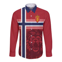 Custom Norway Football Long Sleeve Button Shirt Norges Herrelandslag i Fotball