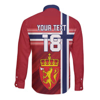 Custom Norway Football Long Sleeve Button Shirt Norges Herrelandslag i Fotball