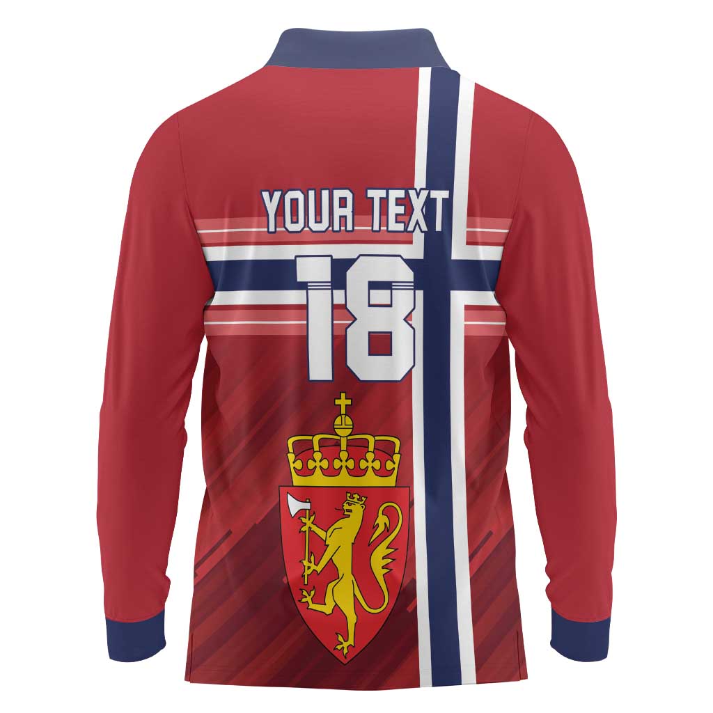 Custom Norway Football Long Sleeve Polo Shirt Norges Herrelandslag i Fotball