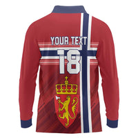 Custom Norway Football Long Sleeve Polo Shirt Norges Herrelandslag i Fotball