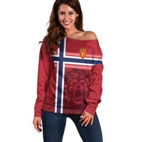 Custom Norway Football Off Shoulder Sweater Norges Herrelandslag i Fotball
