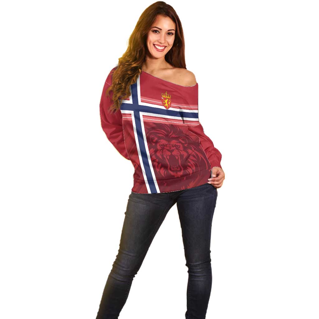 Custom Norway Football Off Shoulder Sweater Norges Herrelandslag i Fotball