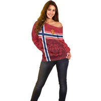 Custom Norway Football Off Shoulder Sweater Norges Herrelandslag i Fotball
