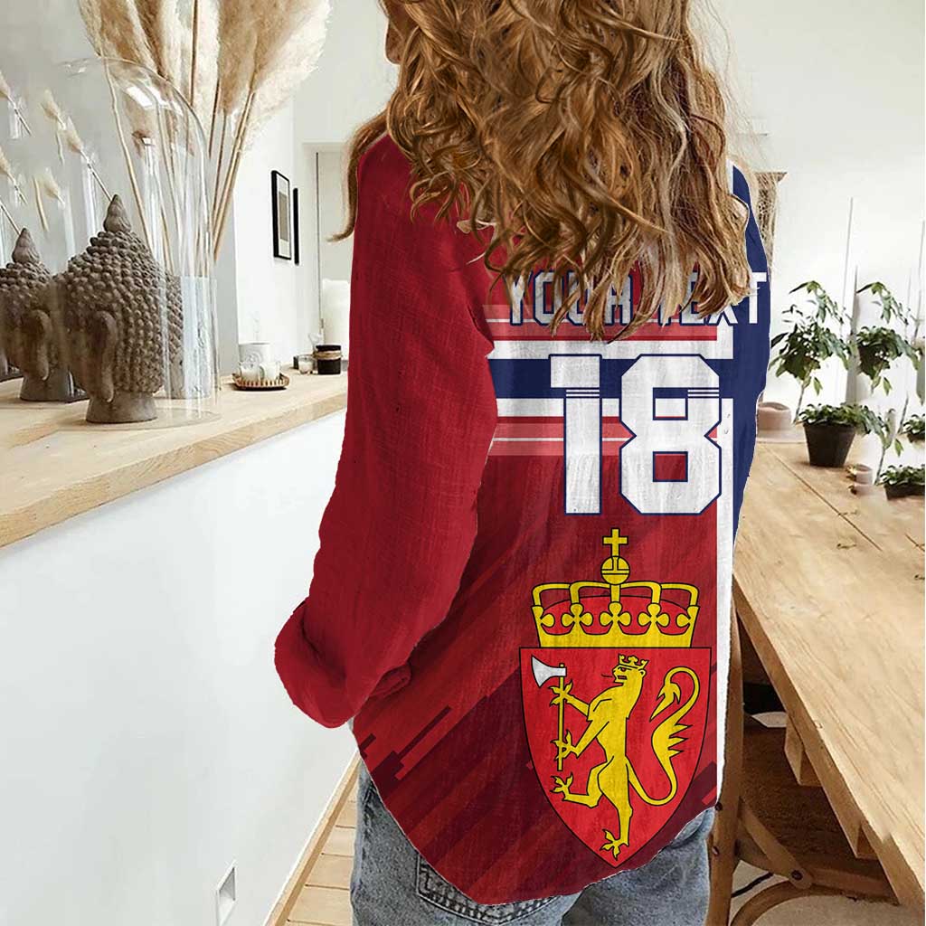 Custom Norway Football Women Casual Shirt Norges Herrelandslag i Fotball