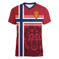 Custom Norway Football Women V-Neck T-Shirt Norges Herrelandslag i Fotball